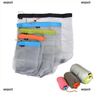 [Mine] 5 tamaños 1pc al aire libre Camping deportes ultraligero malla bolsa de almacenamiento con cordón