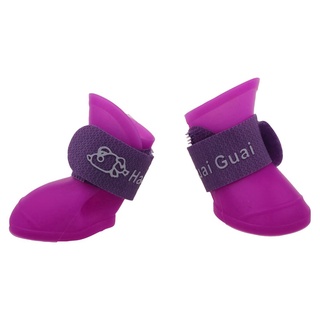 8x negro/púrpura s, zapatos de mascotas botines de goma perro impermeable botas de lluvia (7)