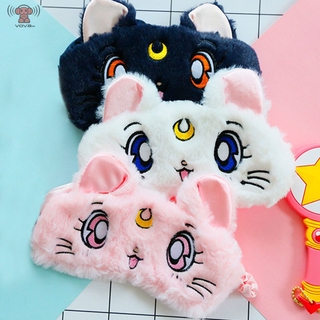 [VVP] Sailor Moon Luna gato dormir máscara lindo Animal dormir máscara suave felpa venda de ojos cubierta de ojos