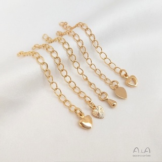 14K gold wrapped color preserving tail chain water drop heart-shaped extension chain manual DIY bracelet necklace extension chain head accessories (1)
