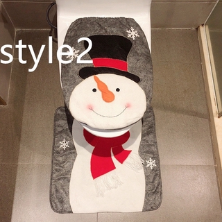 1 juego De funda De asiento y alfombra navideña De santa claus Para decoración del hogar/baño (3)