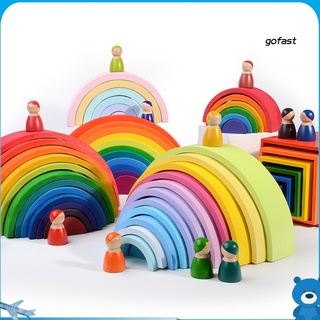Go-12 rompecabezas De madera para niños con arcoíris/juguete para niños