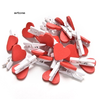 atne 20 piezas elegantes de madera roja amor corazón clavijas foto papel clips decoración de boda artesanía.