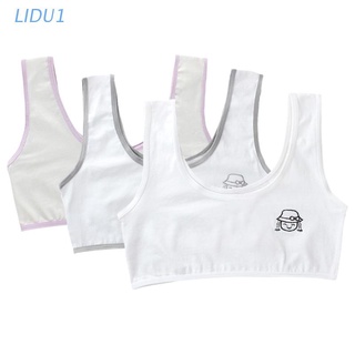 Lidu1 brasier de entrenamiento de algodón para niñas/estudiantes adolescentes/ropa interior con bordado de dibujos animados suave