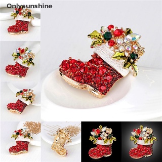 <Onlysunshine> 1 x broche para bota de cristal de diamantes de imitación de navidad, color dorado