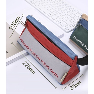 Simple Canvas Large Capacity Pencil Bag Multi-function Stationery Bag for Junior High School Students Korean Style Pen case (9)