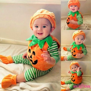 Xe disfraz de Cosplay de Halloween para bebé recién nacido, estampado de calabaza+zapatos sólidos+sombrero