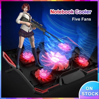 Computering Gaming Laptop Cooler Notebook Cooling Pad LED Five Fans Adjustable PC Stand