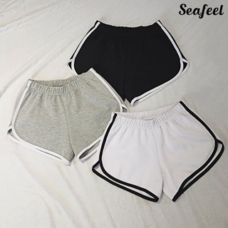 seafeel Patchwork High Waist Running Shorts Women Elastic Waist Stretchy Yoga Shorts Short Pants (4)