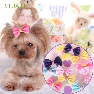 STUART Cute Hairpin Colorful Bow knot Pet Hair Clips Beautiful For Puppy Teddy Pet Grooming Lovely Dog Accessories Handmade Headdress