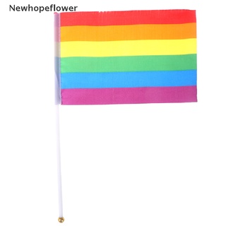 [NFPH] 5x bandera de mano arcoíris ondeando Gay Pride Lesbian Peace LGBT Banner Festival