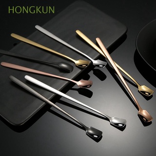 HONGKUN Long Handled Coffee Spoon 304 Stainless Steel Stirring Tea Spoons Ice Cream Mixing Creative Stirring Dessert Kitchen Gadget