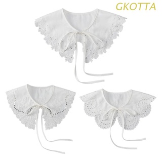 GKOT Women Girls Fake Collar Casual Romantic Flower Embroidery Kawaii False Collar
