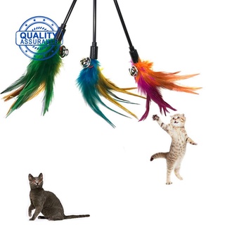 Divertido gato varilla divertido gato varilla plumas de color pluma mascota gato entrega juguetes aleatorios campanas Q1M4