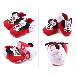 niños pequeños zapatos de bebé antideslizante prewalker zapatos minnie mouse rojo punto (1)