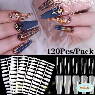 mihan 120 pzs diy herramientas de belleza manicura acrílico gel uv puntas de uñas falsas