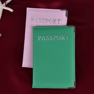 Easyturn - fundas de piel sintética para pasaporte, tarjeta de identificación de viaje, soporte de pasaporte