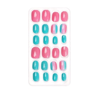 CRISTAL Kids Child False Nails Press On Nail Fake Nails Wearable Detachable Artificial Manicure Tool Full Cover Nail Tips (9)