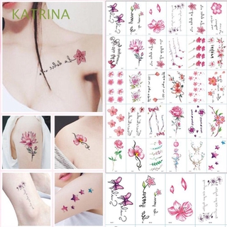 katrina mujeres tatuajes niños arte corporal temporal tatuaje flor falso impermeable pluma rosa brazo pegatina
