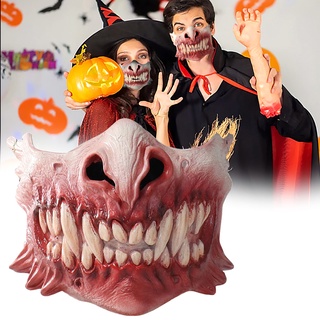 Máscara De Halloween De media cara De los dientes De los zombies feoween respirable/Máscara Elástica De Mal Fantasma con diseño De media cara Para Halloween navidad
