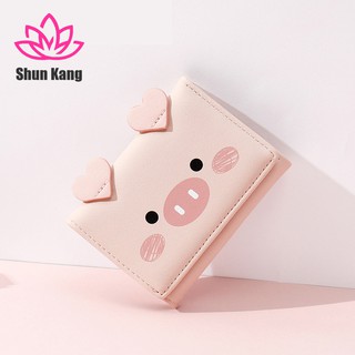 Shun_Kang cartera corta de tres veces de dibujos animados lindo multi-tarjeta bolsillo señoras pequeña cartera (1)