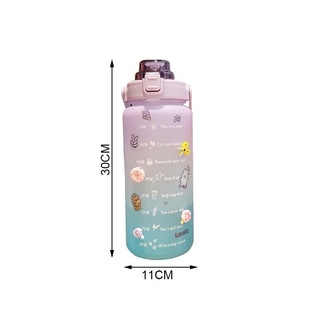 Taza De Plástico De Alta Temperatura De 2 L Con Paja Grande Para Botella De Agua Portátil/Capacidad (9)