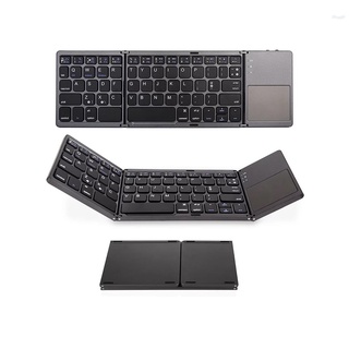 Listo en stock teclado inalámbrico BT teclado plegable portátil Ultra delgado BT teclado con Touchpad para Windows/Android/iOS gris
