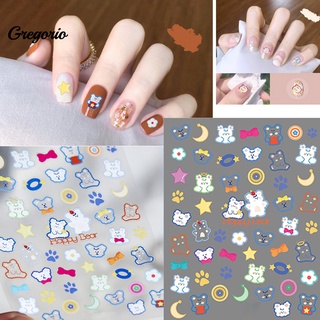 ♥Cartoon Sheep Nail Stickers Embossed Cute Cute Small Bear Nail Cartoon Animals Stickers for Manicure