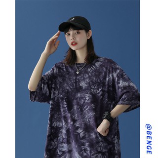 Sal de manga corta t-shirt mujer tie-dye ins marea 2021 nuevo diseño de verano sentido nicho suelto coreano media manga superior