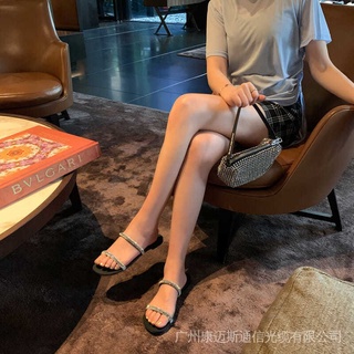 Las Mujeres De La Moda Sandalias De Verano 2021 Nuevo Estilo De Una Palabra Con Diamantes De Imitación Zapatillas De Desgaste Exterior ins De (3)