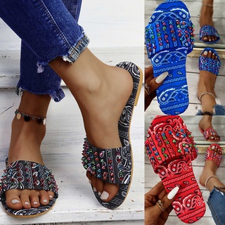 Tomic Verano Chanclas Dedo Abierto Impresión Casual Zapatos De Playa Pisos Zapatillas Para Las Mujeres