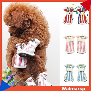 [Wmp] 4 piezas de malla de algodón transpirable antideslizante Casual zapatos para mascotas perro cachorro botas
