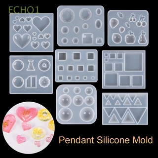 ECHO1 Craft DIY cristal epoxi molde transparente colgante molde de resina moldes de silicona para hacer joyas herramienta de caída de pegamento llavero collar cubo triángulo pendientes molde