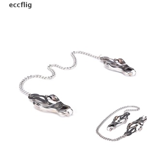 eccflig adulto juguete sexual herramienta pezón abrazaderas clip de pecho con cadena fetiche metal plata usls, mx