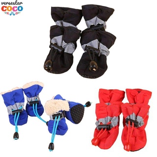 4pcs invierno impermeable mascota perro zapatos antideslizante lluvia caliente calzado calcetín botines (1)