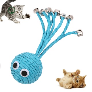 Venta caliente| mascota gato gatito lindo campana papel cuerda pulpo forma de arañazos masticar juguete interactivo