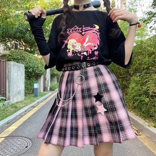 Harajuku streetwear women's T-shirts Korean pop ins college style Anime print loose T-shirt top aesthetic Ulzzang T-shirt