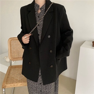 Abrigo largo chaqueta de traje negro para mujeres 2021 Primavera, otoño e invierno nuevo estilo coreano suelto moda simp