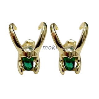 mok. nuevos pendientes elegantes de esmeralda artificial a la moda pendientes de casco loki