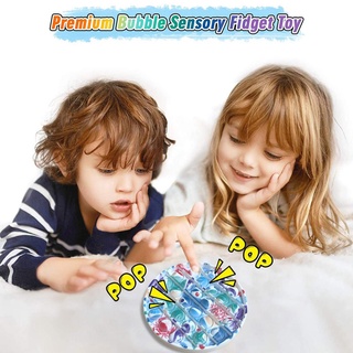 Up-Push Pop Bubble Fidget juguete, de dibujos animados impreso redondo alivio del estrés sensorial juguete para niños adultos