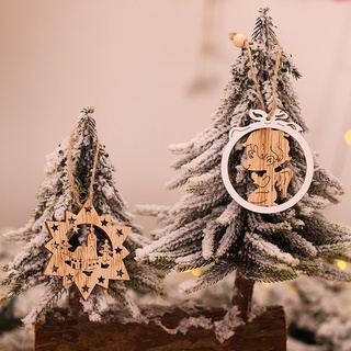 2pzas adornos de madera para colgar en árbol de navidad/estrella de cinco puntas/colgante de campana/regalos (8)