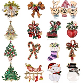 AIJUN Partido Joyería Regalos Broches Accesorios de moda Invierno Monigote de nieve Ciervo Decoración Árbol de Navidad Papá Noel Alfileres de broche
