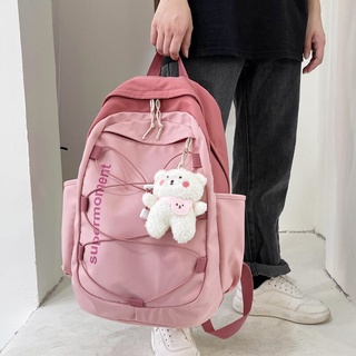 Nueva mochila impermeable de nailon para mujer de gran capacidad/impresión de letras/bolsa de viaje de Color contraste para niñas