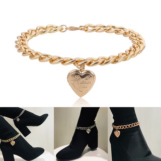 Ankle Bracelet Thick Heart Pendant Anklet Adjustable Foot Chain for Women Shoes