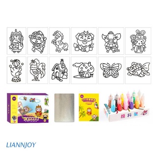 lian 12 colores niños diy dibujo juguetes de dibujos animados pegamento tempera pintura kindergarten craft