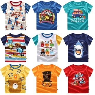 Niños bebé niños T-Shirt impresión de dibujos animados manga corta verano camisetas Tops (1)