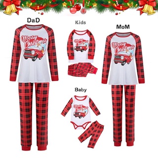 La familia de navidad pijamas de la madre y los niños ropa interior lindo de dibujos animados impreso conjuntos 2PCS de manga larga ropa de familia de navidad ropa de hogar