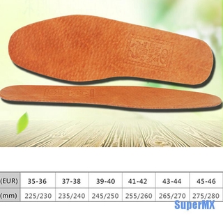 [SuperMX] 1 par de plantillas de cuero transpirables para mujer y hombre, ultrafina, desodorante, almohadilla de plantilla
