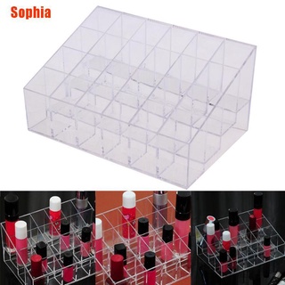 [sophia] organizador de maquillaje acrílico transparente 24 rejillas caja de almacenamiento lápiz labial esmalte de uñas pantalla