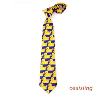 oasis hombres mujeres divertido pato amarillo impreso corbata imitación seda cosplay fiesta de negocios traje lazos ropa de cuello mostrar accesorios de boda